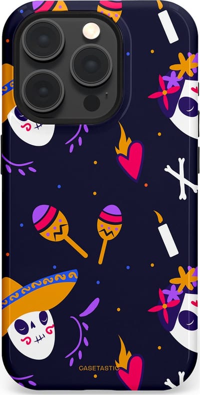 Casetastic Hoesje Geschikt voor Apple iPhone 15 Pro Magsafe - Stijlvolle Beschermende Duo-layer Case - Muertos fiësta
