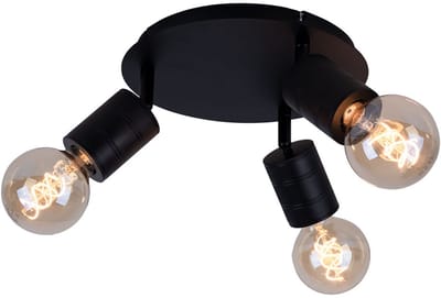 Plafondlamp 3 vlammen zwenkbare plafondspot woonkamer zwart, metaal aluminium, 3x E27 stopcontacten, D 28 cm