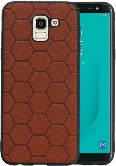 Hexagon Hard Case - Telefoonhoesje - Backcover Hoesje - achterkant hoesje - Geschikt voor Samsung Galaxy J6 - Bruin