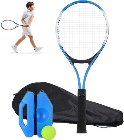 Tennis Trainer Set - Bal met Touw - Tennis Oefenen - Duurzaam Aluminium - 21x8.7 Inch - Rood Blauw
