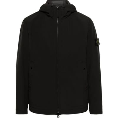 Stone Island FW24 Soft Shell Primaloft Effen Kleur Rits Capuchon Jas Heren jassen Zwart 811540627-A0029 L black
