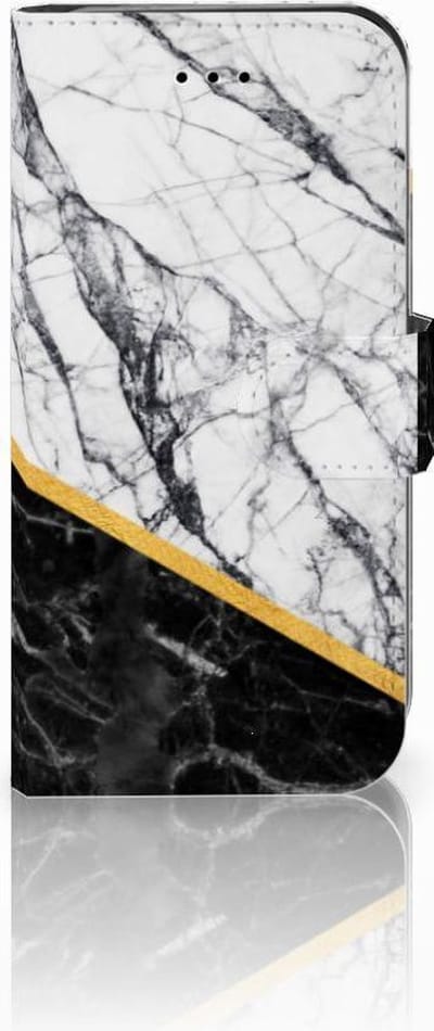 Boekhoesje voor iPhone 7 | 8 | SE (2020) | SE (2022) Bookcase Marmer Wit Zwart - Origineel Cadeau Man