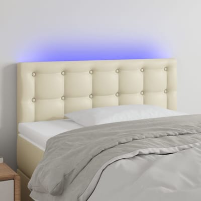 vidaXL - Hoofdbord - LED - 90x5x78/88 - cm - kunstleer - crèmekleurig