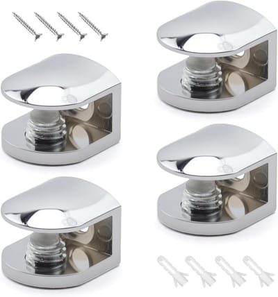 Glazen Plankhouders - Planksteunen - Zelf Monteren - Verstelbare Klem - 4 Stuks - Zilver
