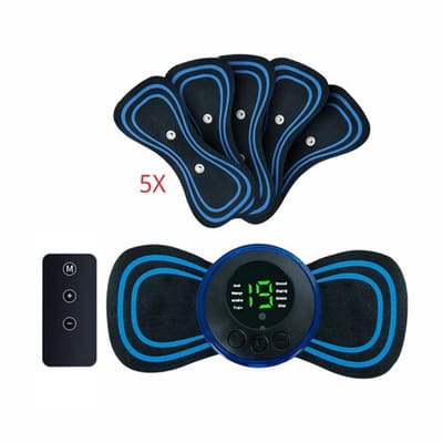 EMS Massage Apparaat – 5 Stuks – Voor Nek, Rug, Armen & Benen – Draadloos met Afstandsbediening – 8 Modi & 19 Intensiteitsniveaus – Bevordert Bloedcirculatie