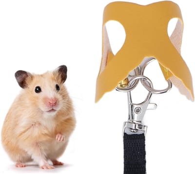 Comfortabele Hamster Harnas en Leash Set - Zacht Faux Leer, Ideaal voor Buitenwandelen, Perfect voor Kleine Huisdieren en Ratjes met Belletjes