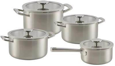 Habonne Allure Pannenset downdraft 4 delig - 5 ply RVS met glasdeksel