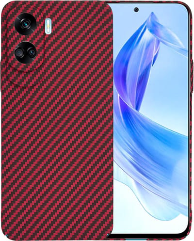 Hoesje geschikt voor HONOR 90 Lite - Techsuit Carbonite FiberShell Carbon Back Cover - Rood