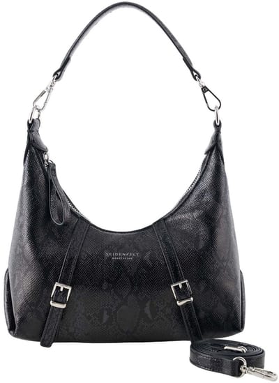 SEIDENFELT MANUFAKTUR schoudertas Lilleby Hobo Bag Reptile Black zwart