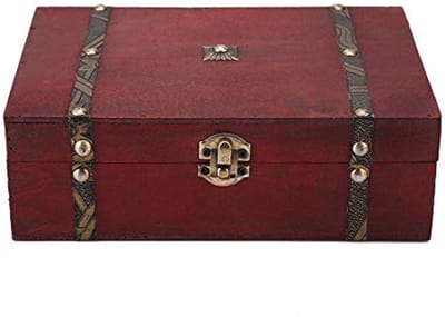 Vintage Houten Sieraden Opbergdoos Houten Schatkist One Size Hout, Taille unique, Hout