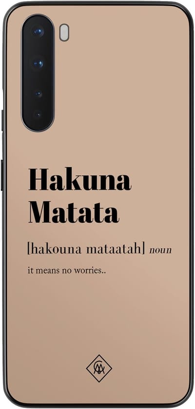 Casimoda® hoesje - Geschikt voor OnePlus Nord - Hakuna Matata - TPU - Backcover - Bruin/beige - Tekst