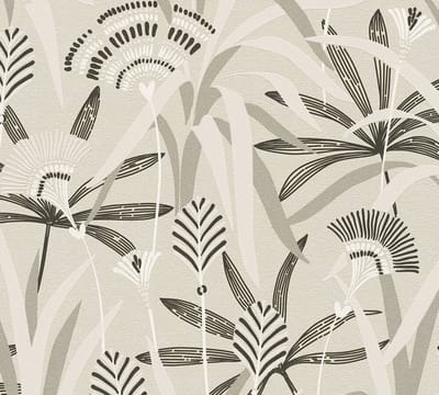 BLOEMEN BEHANG | Retro stijl - Zwart Wit Grijs - A.S. Création French Affair
