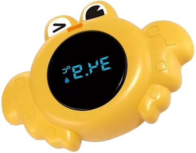 Kinderbad thermometer - Water temperatuur - Veilig badderen - Drijvend dier ontwerp - 12 cm lengte - Krab geel