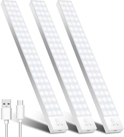 Kastverlichting met Bewegingsmelder 32 cm - 3 Stuks USB-oplaadbare LED Strips voor Keuken, Kledingkast en Trap