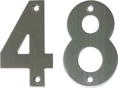 AMIG Huisnummer 48 - massief Inox RVS - 10cm - incl. bijpassende schroeven - zilver