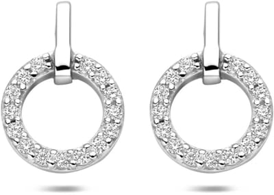 Zilveren gerhodineerde oorknoppen zirkonia 13 mm - 1341699