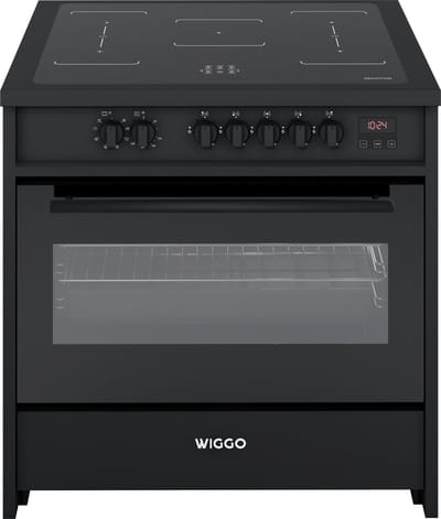 Wiggo WIO-E921A(BB) – Inductie Fornuis – 90 cm – 2 fasen (7.6 kW) – Oven 121L – 50-250°C – Metaal – Zwart