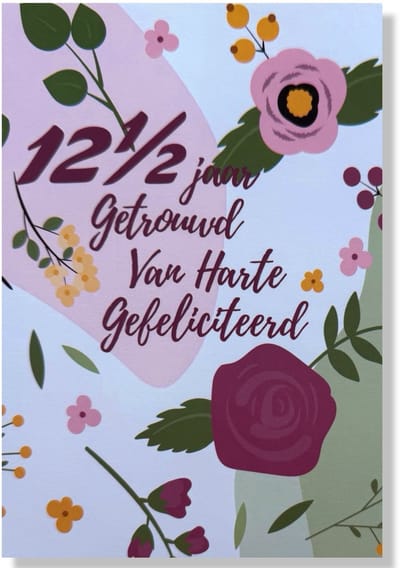 12,5 jaar Getrouwd! Luxe Koperen huwelijk wenskaart 12,5 jarig jubilieum - 12x17cm - Gevouwen kaart inclusief envelop - Huwelijkskaart
