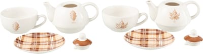 J-Line tas 'tea for one' Blad - keramiek - bruin - doos van 2