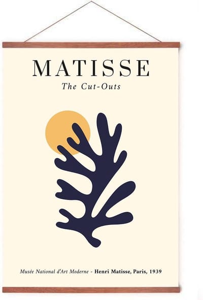 Poster In Posterhanger - 'Blue Flower' - Kader Hout - Henri Matisse - Kunst Print - 70x50 cm - Ophangsysteem