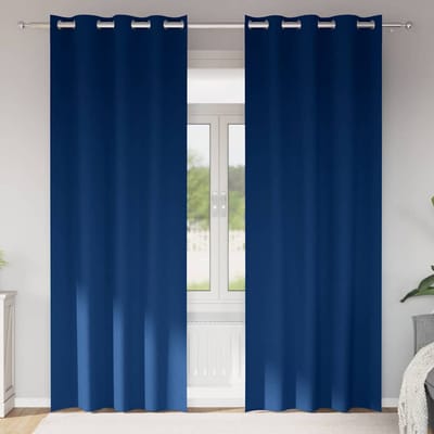 vidaXL Zwart-out Gordijnen met Ringen 2 st Donkerblauw 245 x 140 cm