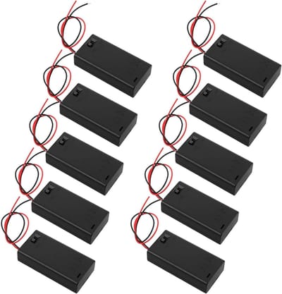 Batterijhouder AA - Batterijbox met Snoer - Hobby Elektronica - Met Aan/Uit Schakelaar - 10 Stuks - Zwart