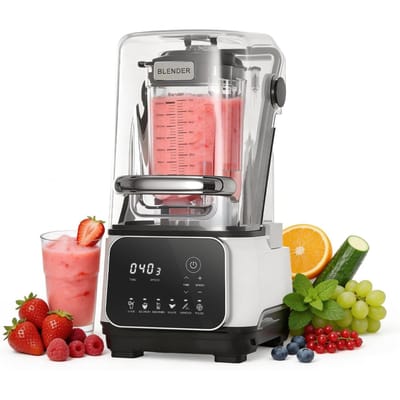 Mixeur, Mixeurs Professionnels sur Pied de 2L avec Bouclier, Processeur Alimentaire de Cuisine Combo 2200W 26000RPM, Auto-Nettoyant, Vitesse Réglable, 6 Menus Préréglés