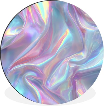 WallCircle - Wandcirkel - Muurcirkel - Golvend - Pasteltinten - Glanzend - Stof - Aluminium - Dibond - 30x30 cm - Binnen en Buiten