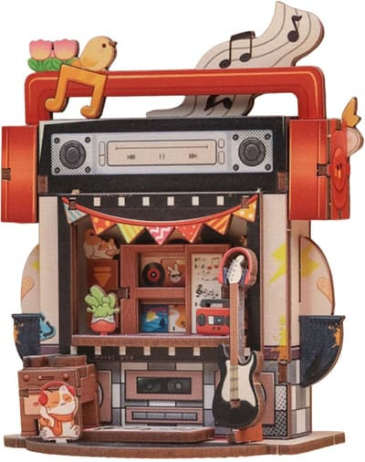 CuteBee Miniatuurhuisje - Modelbouw - Modelbouwpakket - 3D Houten Puzzel - DIY Bouwpakket Volwassenen - Constructiespeelgoed - Record Store