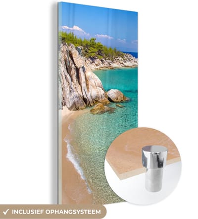 MuchoWow® Glasschilderij 20x40 cm - Schilderij acrylglas - Zee - Strand - Zomer - Foto op glas - Schilderijen