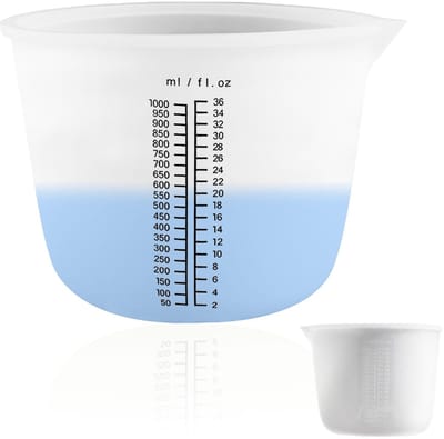 Mengbeker van siliconen, 1000 ml hars maatbeker voor epoxyhars, herbruikbare maatbeker, siliconen kom om zelf te gieten, handgemaakt, gietvormen, knutselen, sieraden maken