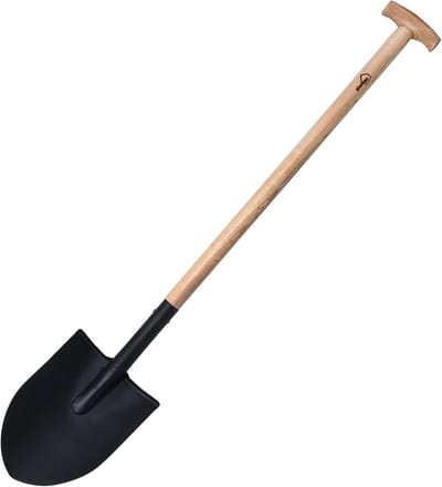 siwitec ronde tuinspade SG-320 met houten steel voor zachte, steenvrije grond | ergonomische spade met essenhouten steel en stalen blad | Lengte: 118 cm | Tuin | Tuinspade