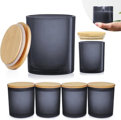 Glazen kaarsenpotten met bamboe deksels - 7 oz set van 6 voor het maken van gepersonaliseerde kaarsen