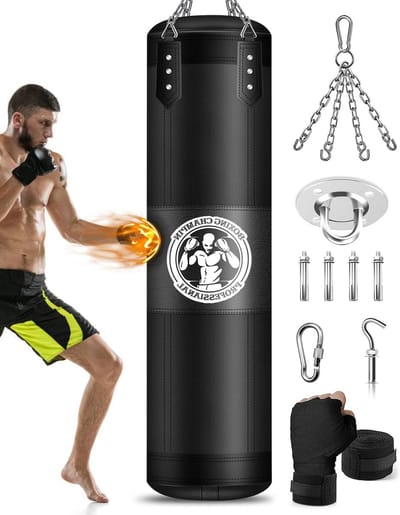 Hanging Punching Bag 120 cm Ongevuld voor Kickboxing, Muay Thai, Karate, Judo, Taekwondo en MMA Training