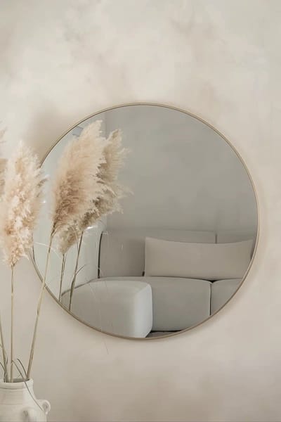 Nordic Style® Ronde spiegel 120x120cm - Greige - Scandinavische Spiegels - Cirkel - Wandspiegel - Badkamerspiegel - Gangspiegel - Wand - Gang - Badkamer