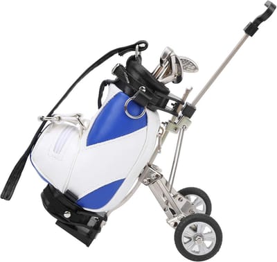 Golf Pen Set voor Bureau - 3 Vulpennen in Mini Golftas Houder - Desktop Decoratie en Kantoorartikel