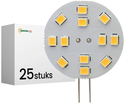 Spectrum LED Insteeklampje G4 2W - 12V - 190 Lumen - 3000K Warm wit - Gezellig licht - Energiezuinig - 25 stuks