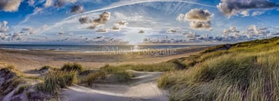 Canvas Schilderij |Foto op Canvas, Panorama Hollands Strand (150x50cm)