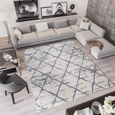 Tapiso Troya Vloerkleed Woonkamer Slaapkamer Grijs Lijnen Geometrische Vormen Design Eyecatcher Interieur Stijlvol Woonsfeer Modern Trendy Duurzaam Hoogwaardig Tapijt Maat - 160x220