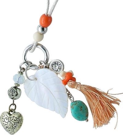 Behave - Lange ketting met bladvormige hanger en turquoise steen - Bohemian style