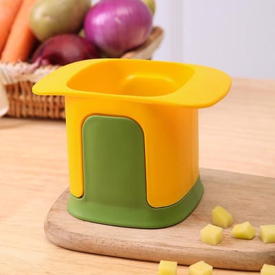 Multifunctionele Komkommer Aardappel Snijder Huishoudelijke Handdruk Ui Dobbelsteensnijder Keukengereedschap Groentehakker Friet Snijder geel