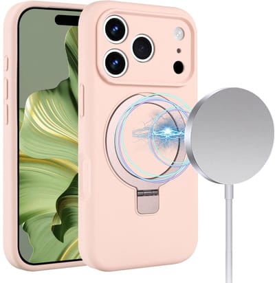 Geschikt voor iPhone 17 Pro hoesje – Solidenz Roze MagSafe Kickstand Case – Schokbestendige Backcover