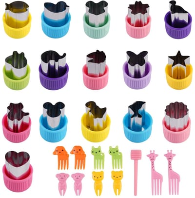 Unyqoos® Set van 27 kindvriendelijke roestvrijstalen uitsteekvormpjes voor creatieve gerechten