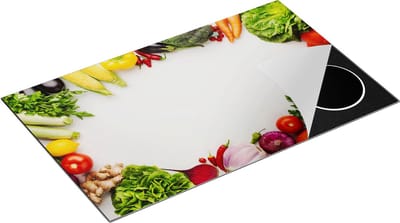 Chefcare Inductie Beschermer Groente op een Witte Achtergrond - Groentes - 85x52 cm - Afdekplaat Inductie - Kookplaat Beschermer - Inductie Mat