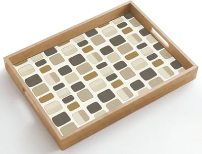 Dienblad hout 50x35 cm - Schootdienblad - Blokken - Vintage - Grijs - Borrelplank rechthoek - Plateau dienbladen