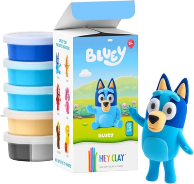 Hey Clay Bluey Klei voor kinderen + accessoires, modelleerklei, schuimklei 5 kleuren 3+