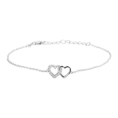 The Jewelry Collection Zirkonia Hart Armband - 925 zilver - lengte 19cm
