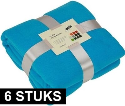 James & Nicholson Fleece bankdeken/plaid - 6x - turquoise blauw - 130 x 170 cm - 240 grams - pluisvrij - wasbaar
