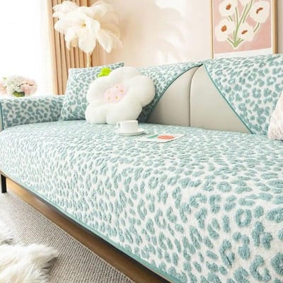 Pluche Sofa Kussen met Luipaardprint Winter Dik Anti-Slip Sofa Handdoek Kussensloop High-End L-vormige Sofa Volledige Dekking Stofhoes 70x70cm 1pcs