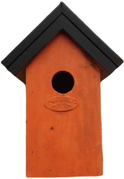 Houten vogelhuisje/nestkastje 22 cm - in het zwart/oranje maken - Dhz schilderen pakket - 2x tubes verf en kwasten